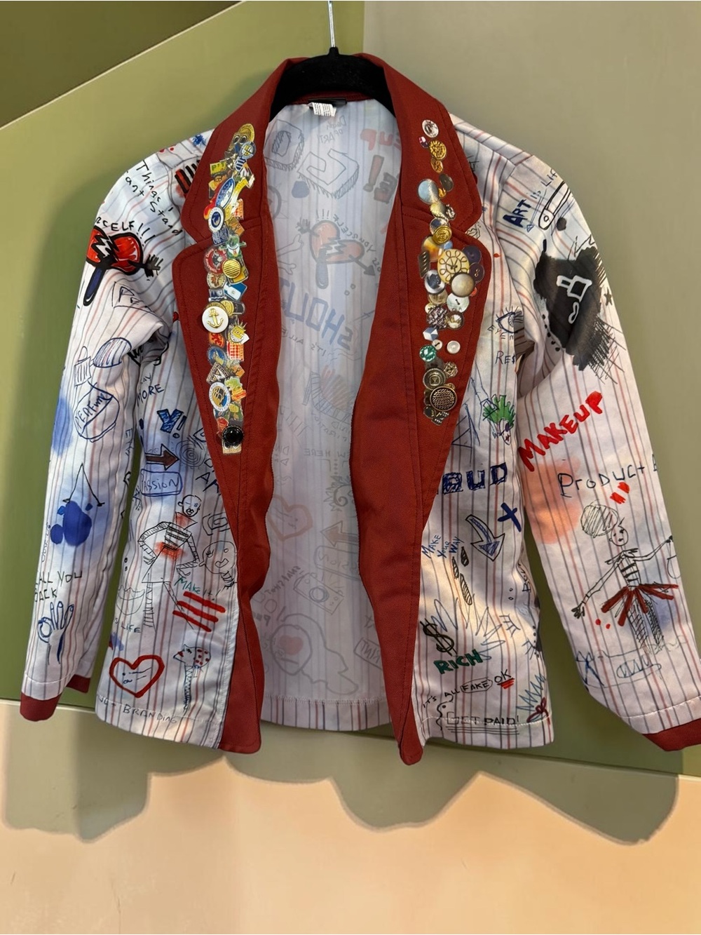 Disney Cruella Girls Costume Blazer Sz 8-10 Doodle Pin Halloween